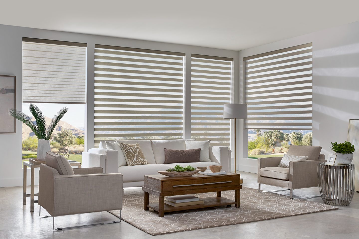 Sheer shades preserving a lake view in a Windermere, Florida home